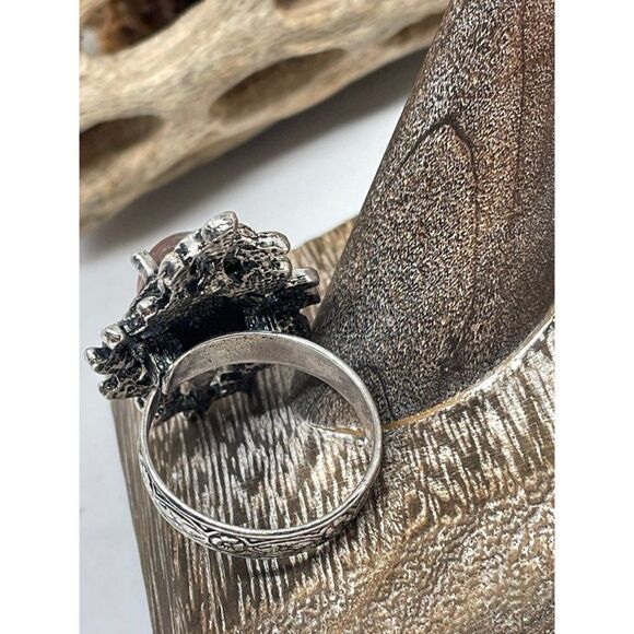 CHRISTMAS GOTHIC Renaissance silver Ring Mexican Fire Opal Dragons breath - Picture 6 of 7